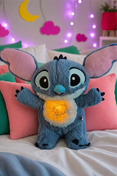 STORE24 30 cm Stitch Peluş Uyku Arkadaşı – 5 Modlu Işıklı ve Müzikli Gece Lam...