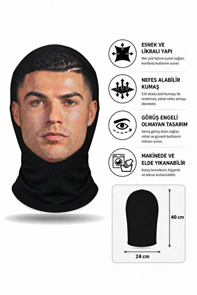 Cristiano Ronaldo Baskılı, Rahat Görüşlü, Yıkanabilir Kumaş Maske – Gerçekçi Tam Yüz Görünümlü, Nefes Alabilen Parti ve Cosplay Maskesi