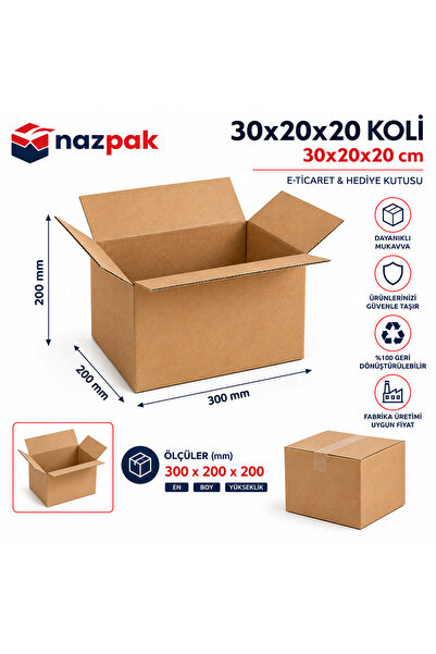 30x20x20 Çift Oluklu Eticaret Kutusu A-Box 10'lu Paket