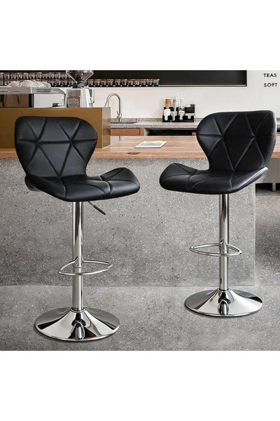 GoldenLike مجموعة من كرسيين بار مع تنجيد جلدي وارتفاع قابل للتعديل، كرسي طعام...