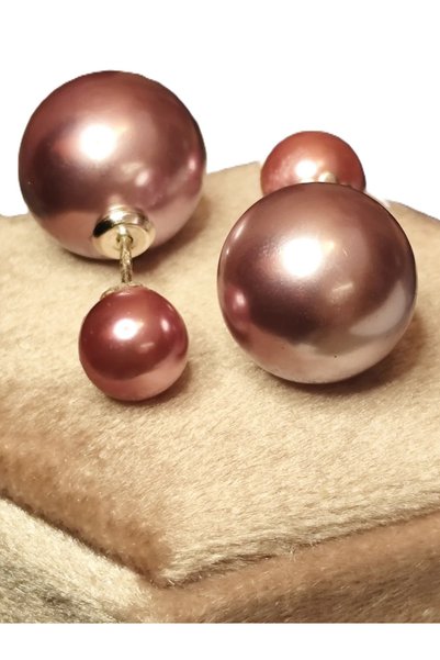 Peach Jewelry Σκουλαρίκια Καρφωτά Με Πέρλα Ροζ Ασήμι 925 Ρόδιο