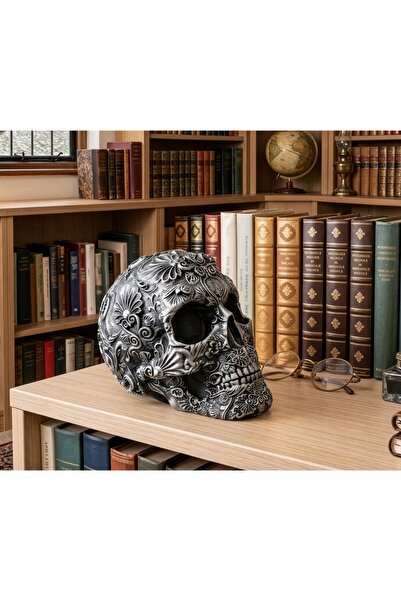 akar yayınları Kuru Kafa Biblo - Gümüş Renk - Ağır - Calavera İşlemeli