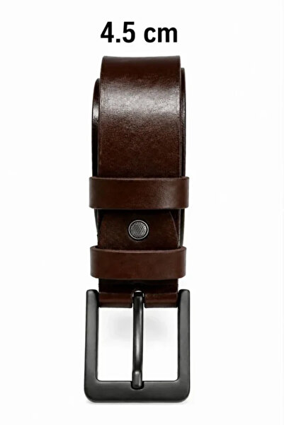 Simala Men's genuine leather 4.5 cm denim and fabric pants belt with metal bu...