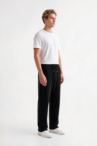 VESTRO Men's 3 Thread Cotton Sweatpants with Fleece Inside, Straight Leg, Winter