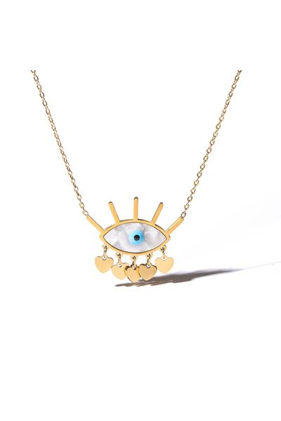 Peach Jewelry Κρεμαστό μάτι με φίλντισι και δάκρυα καρδιάς, από ανοξείδωτο ατ...