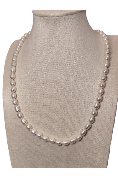 Peach Jewelry Κολιέ με μεσαίου μεγέθους μαργαριτάρια, ασήμι 925
