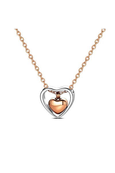 Peach Jewelry Κολιέ Καρδιά με Καρδιά μέσα της, Κατασκευασμένο από Ανοξείδωτο ...