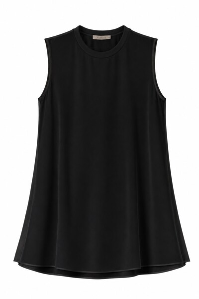 Armine Chiffon Detailed Zero Sleeve Tunic Black