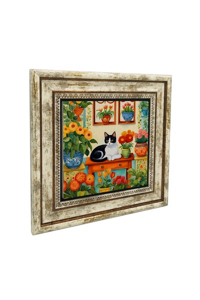 Sadrazam Cat Printed Natural Stone Painting 25X25 1G-Kedi3
