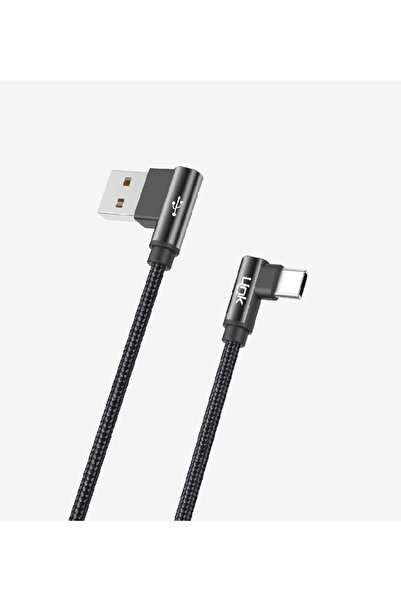 Linktech K594 Gaming 90° Derece Metalik Başlıklı 1500mm 3A Örgülü Tip-C Şarj ...