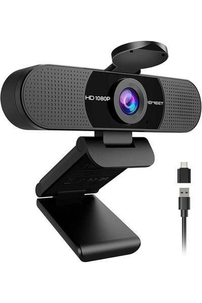 eMeet كاميرا ويب بدقة 1080 بكسل مع ميكروفون، كاميرا ويب C960، ميكروفونان، 90 ...