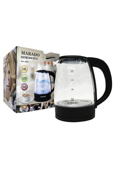 Generic Brand Fierbator electric din sticla, 2L, cu maner negru, baza electri...