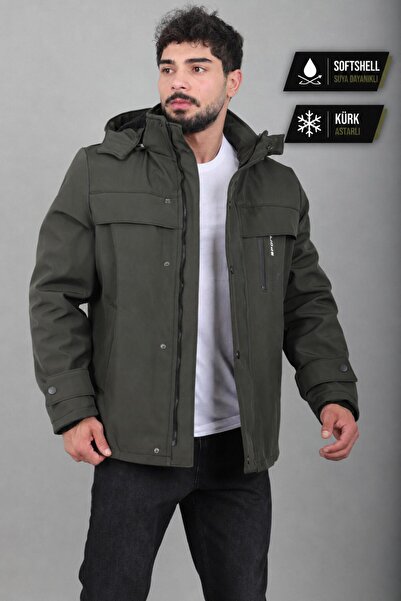Stilkombin Softsheel Winter Coat with Fur Inside and Chest Detail Kmd 833_50524