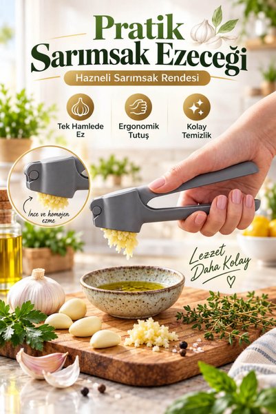 House Bird Pratik Hazneli Sarımsak Ezeceği Rendesi Ergonomik Sarımsak Ezici M...