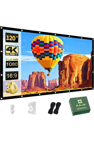 GENERAL Projection Screen 120 inch, Washable Projector Screen 16:9 Foldable A...
