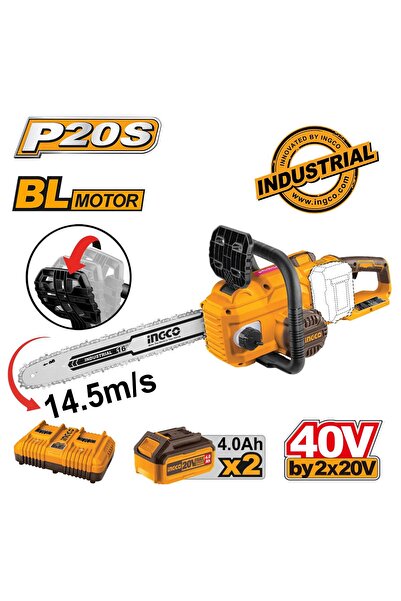 Ingco Σετ Αλυσοπρίονου Μπαταρίας 2x20V Li-Ion με Λάμα 40 εκ. (CGSLI401682)