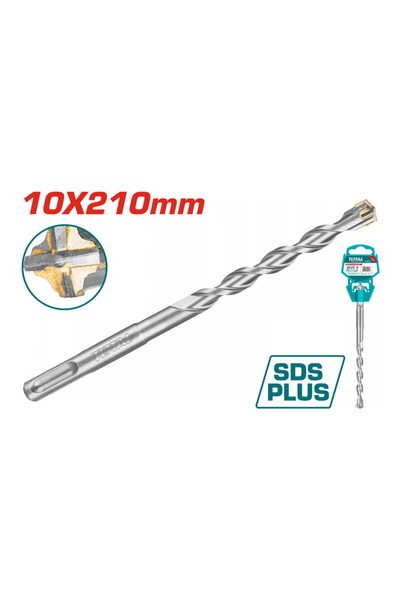 TOTAL Διαμαντοτρύπανο SDS-PLUS τετρακοπτόμενο S4L 10 X 210mm (TAC311003C)