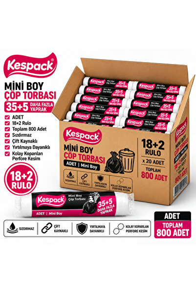 KESPACK Çöp Poşeti 40x50 Mini Boy 18+2 Rulo Çöp Torbası