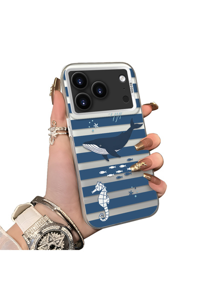 ucuc حافظة متوافقة مع هاتف iPhone 17 Pro بنمط حيوانات البحر وحصان البحر والحو...
