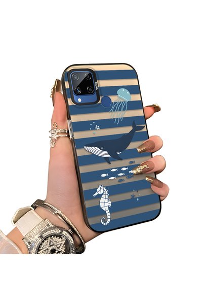 ucuc Realme C15/C25/C25S Compatible Sea Creatures Whale Horse Seahorse Patter...