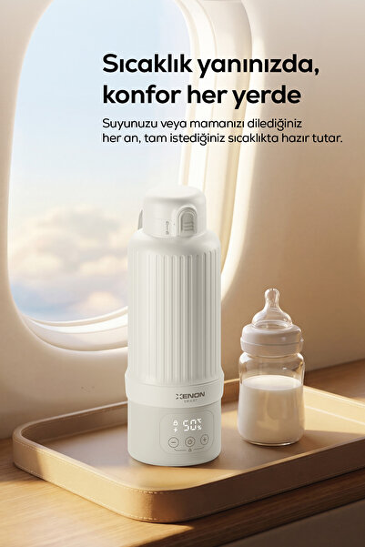 Xenon Smart Taşınabilir Su Isıtıcı | Modüler Bataryalı, 500 ml, Paslanmaz Çelik, Sıcaklık Ayarlı, Mama ve Süt Isıtıcı (X1004)