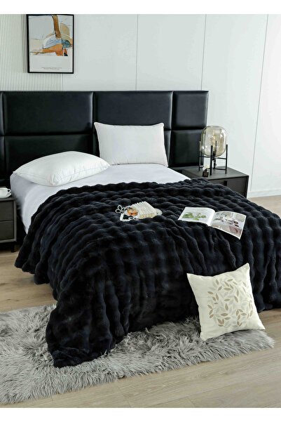 JOJO HOME Patura cocolino groasa cu blanita artificiala de iepure si fermoar,...