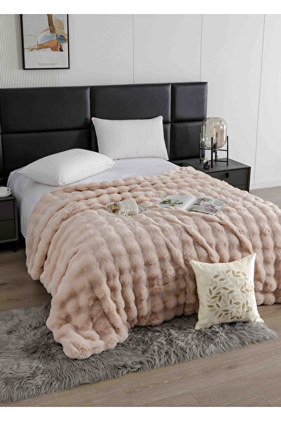 JOJO HOME Patura cocolino groasa cu blanita artificiala de iepure si fermoar,...