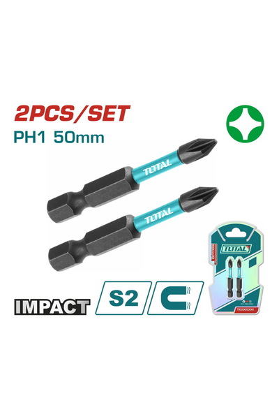 TOTAL Μαγνητικές μαύρες μύτες PH1 50mm 2 τεμάχια (TACIM71PH150)