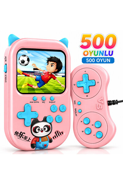BRAVİON 500 Oyunlu Retro El Oyun Konsolu 3.5 İnç Ekran, 2 Kişilik Oyun, TV Bağlantılı ve Şarjlı