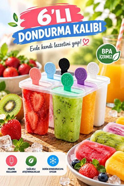 House Bird Colorful Practical 6-Piece Ice Cream Mold Set for Frozen Fruit and...