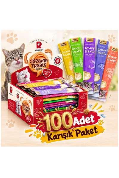 Krema Kedi Ödül Maması Karışık Paket 14 gr x 100 Adet