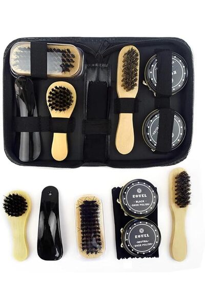 Goodern 8 PCS Shoe Shine Kit,Portable Travel Shoe Shine Brushes Set with Zipp...