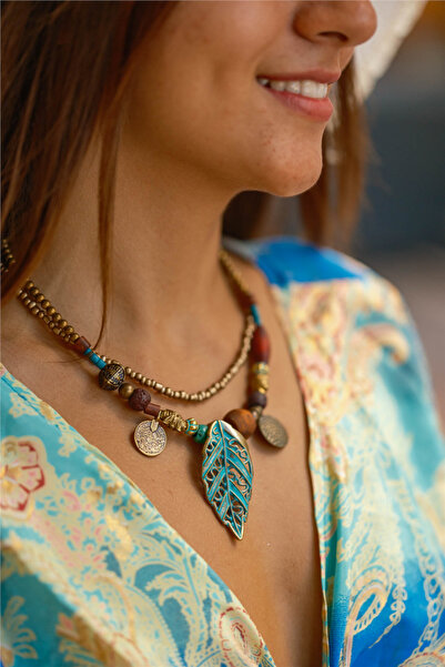 Miss Boheme Turquoise Leaf Bohemian Necklace