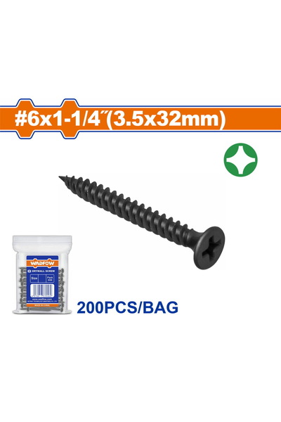 WADFOW Μαύρη βίδα γυψοσανίδας 3.5 X 32 200 τεμάχια (WXS2913)