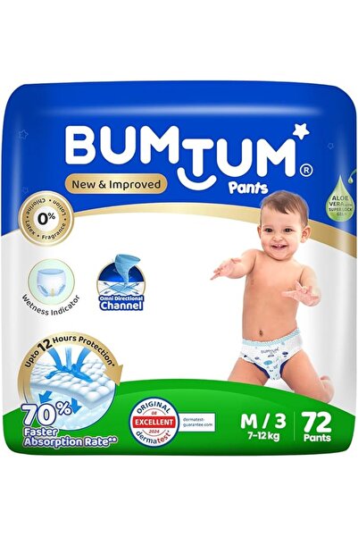 Bumtum Baby Diaper Pants, M (Size 3), 7-12 kg, Double Layer Leakage Protectio...