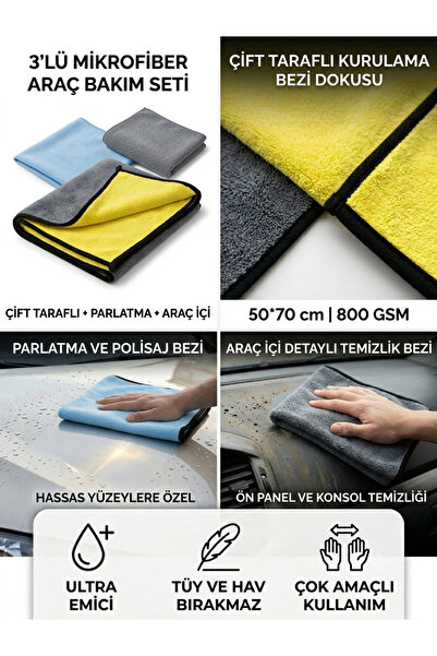 DNC CLEAN PREMIUM 3 LÜ OTO KURULAMA SETİ