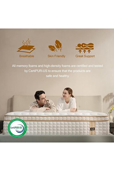 BESTONE مرتبة هجينة من الجل والفوم المرن مع نوابض جيبية فردية لعزل الحركة وال...