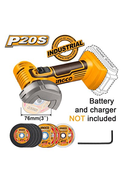 Ingco Μίνι Δισκοπρίονο Μπαταρίας 76mm 20V Li-Ion SOLO (CAGLI76011)