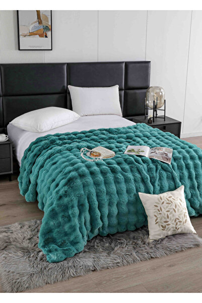 JOJO HOME Patura cocolino groasa cu blanita artificiala de iepure si fermoar,...