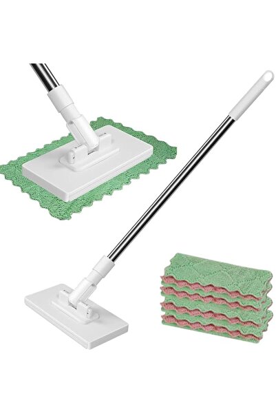 KASTWAVE Disposable Dust Mop with 4 Reusable Cloths, Flat Mop for Wet and Dry...