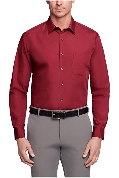 VAN HEUSEN قميص رجالي رسمي بقصة عادية من قماش البوبلين بلون موحد
