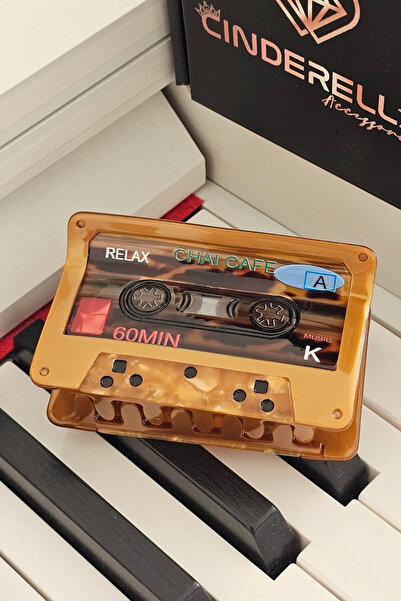 Cinderella Coffee Retro Cassette Design Acetate Luxury Clasp Hairpin 8cm - Gi...