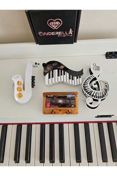 Cinderella Pearlized Left Hand Key Acetate Hairpin with Piano Keyboard Design 11.5cm - Gift for Music Teacher Hair Clip