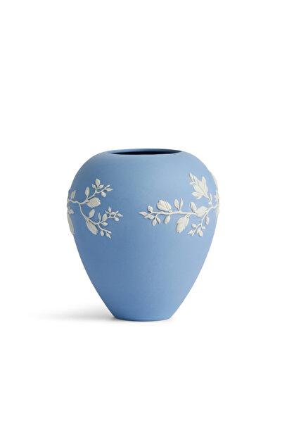 Wedgwood Magnolia Blossom 18cm Jasper Blue Porcelain Vase 18cm