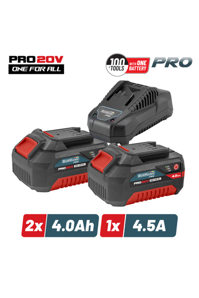 Bormann PRO Σετ εκκίνησης Μπαταρίες 2x4.0Ah & Φορτιστής 4.5A (BBP9944)