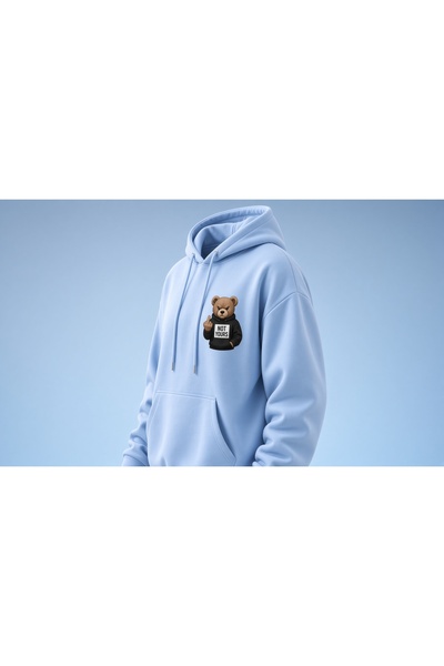 Combineman35 Oversize Teddy Bear Baskılı Kapüşonlu Sweatshirt – Not Yours-Unisex