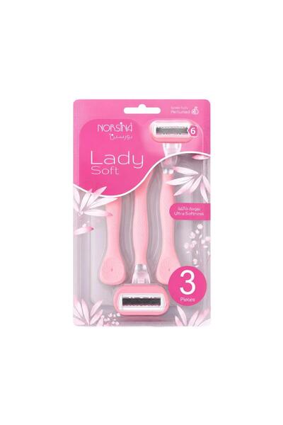 Norsina Nursina Amoas Women's Razor 3 Pieces Lady Soft 6 Blades Pink