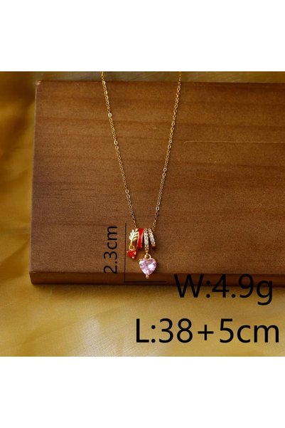 Peach Jewelry Μενταγιόν Κυκλική Σύνθεση Με Κόκκινες Λεπτομέρειες, Καρδιά Ροζ ...