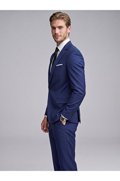 Generic Men's Navy Blue 2-Piece Suit – Formal Slim Fit Blazer Jacket and Matc...