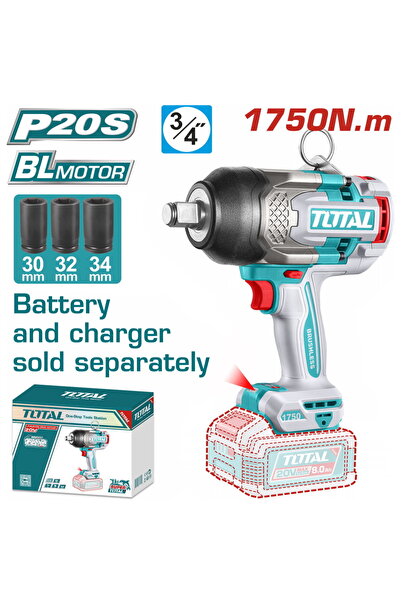 TOTAL Μπαταριοκίνητο Παλμικό Κλειδί Li-ion 20V / 1750Nm SOLO (TIWLI201751)
